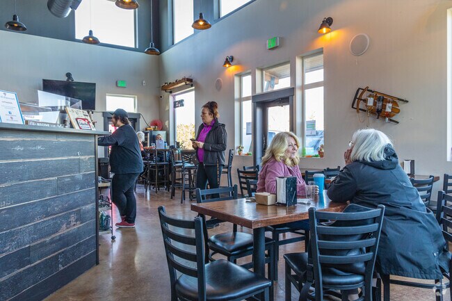 Enjoy the cozy vibe and catch up with a close friend at Blue Rooster near Prairie Heights.