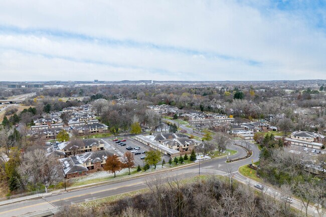 An aerial overview of the Amhurst neighborhood.