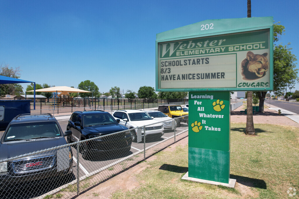 This signage of  Webster Elementary in Mesa can be seen by the entrance.