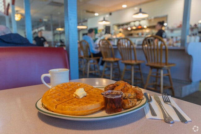 Kristopher Ranch's local Country Waffles serves a delicious Chicken and Waffles.