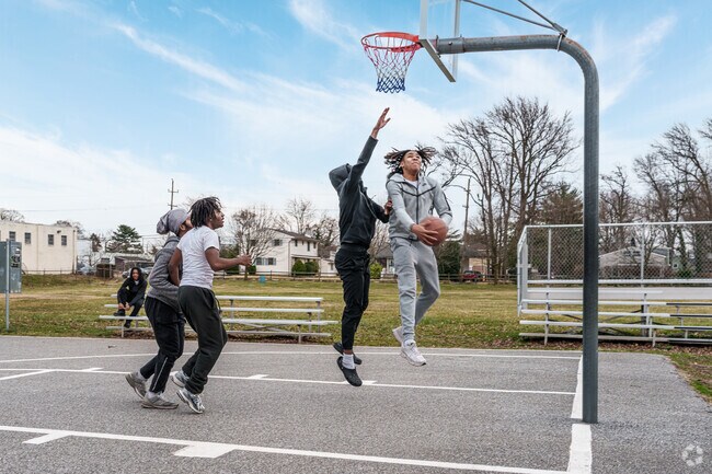 Yeadon Community Park is a popular spot for a game of pickup basketball with friends.
