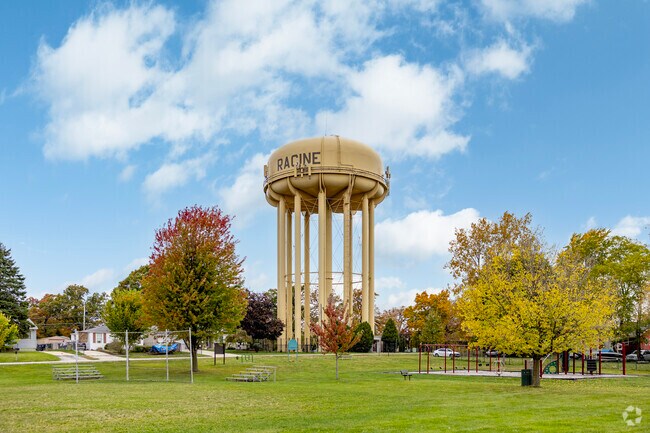 Sheridan Woods Park sits in the shadow of the neighborhood's water tower.