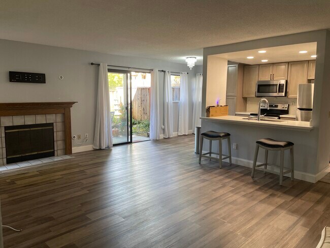 Living room with fireplace
