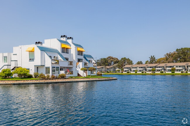 Condos with a view of the serene lake in the Foster City neighborhood.