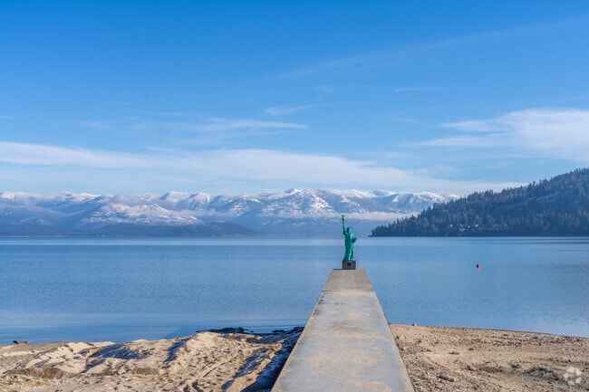 City Beach Park features beautiful views over the lake and mountains.