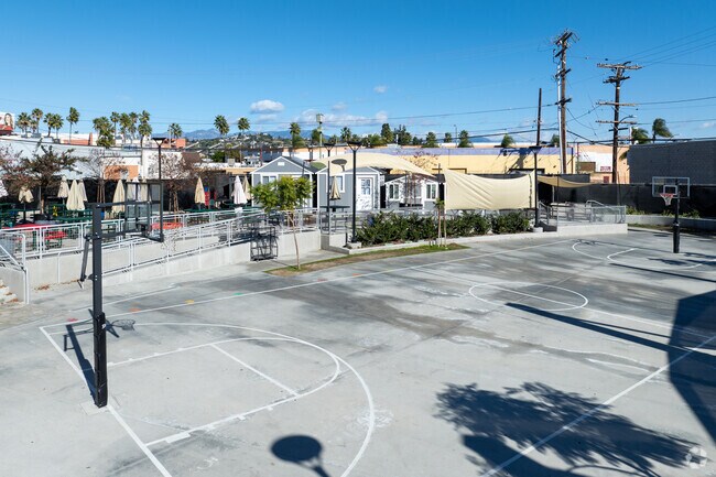 Basketball court at Arts In Action Community Charter School.