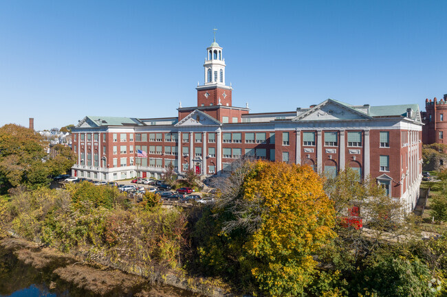 Side view of William E Tolman High School in Downtown Pawtucket, RI.