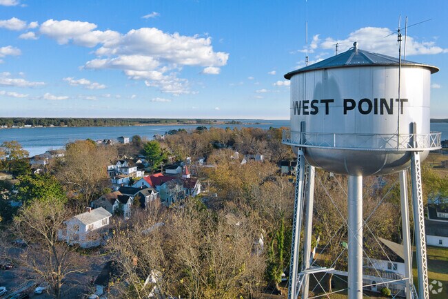 West Point sits on the peninsula between the Pamunkey, Mattaponi and York Rivers.