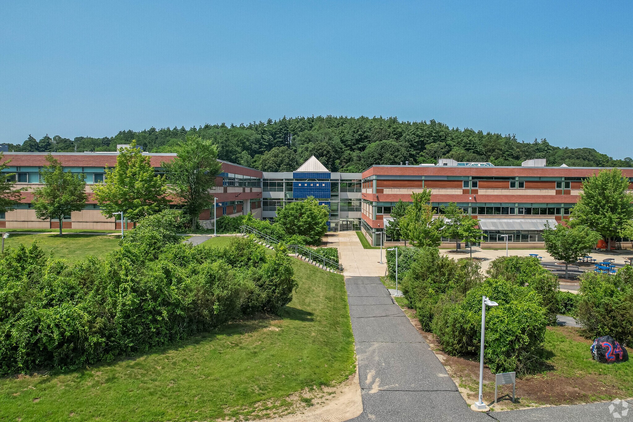 Lincoln Sudbury High School side entrance in Lincoln.
