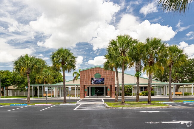 Corkscrew Elementary School in Naples welcomes students through a central main entrance.