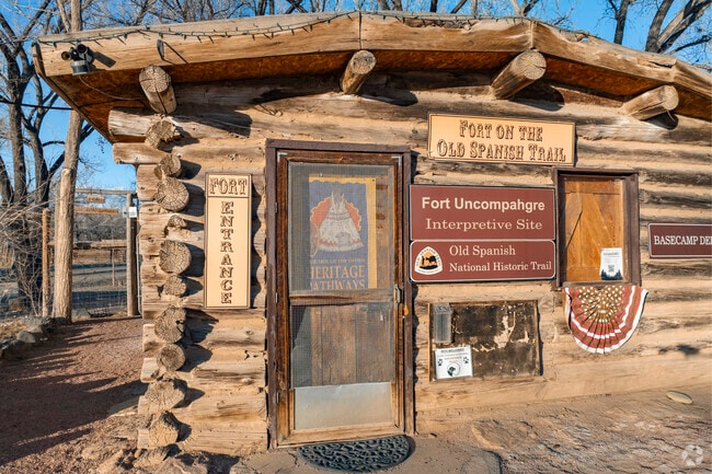 Fort Uncompahgre on the Old Spanish Trail in Delta, Colorado, is a reconstructed fur trading post that brings history to life. Visitors can explore authentic structures, learn about frontier life, and experience the rich heritage of traders and trappers who once traveled this historic route.