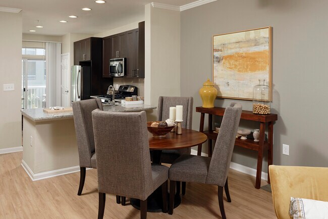 Espresso Finish Package townhome kitchen and dining areas