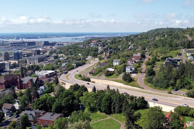 Central Hillside of Duluth Minnesota sits above downtown and the waterfront.
