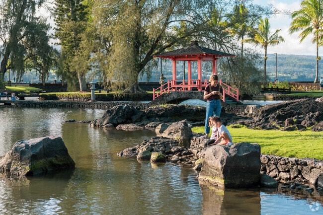The Lili'uokalani Garden boasts a serene setting with ponds, bridges, and walking paths.