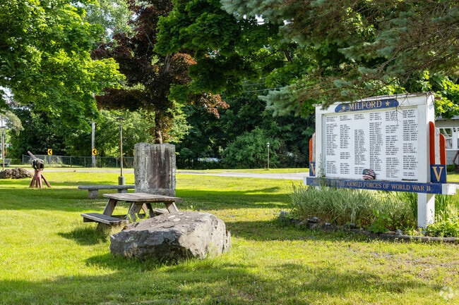 Visit Memorial Park in Milford to pay respects and enjoy the shade.