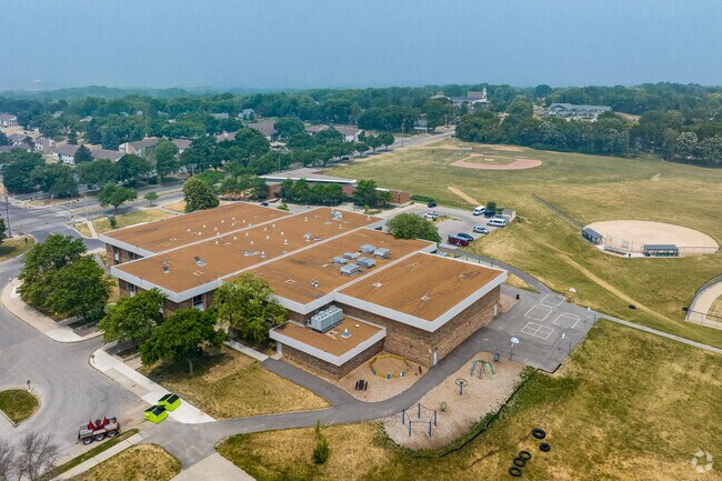 An aerial view of Jefferson Middle School in Madison.