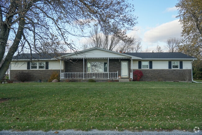 Ranch style homes with mature trees can be found in the outskirts of Leroy.