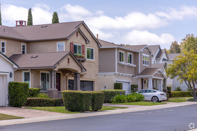 A row of home line a quite street in the Stonecrest subdivision in Serra Mesa.