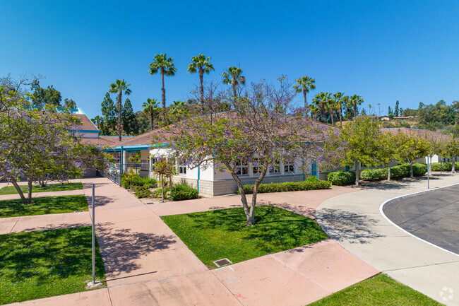 Sweetwater Springs Elementary School outer courtyard features local Jacaranda trees.