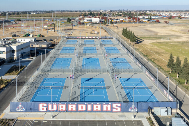The tennis court at Justin Garza Highschool in Fresno.