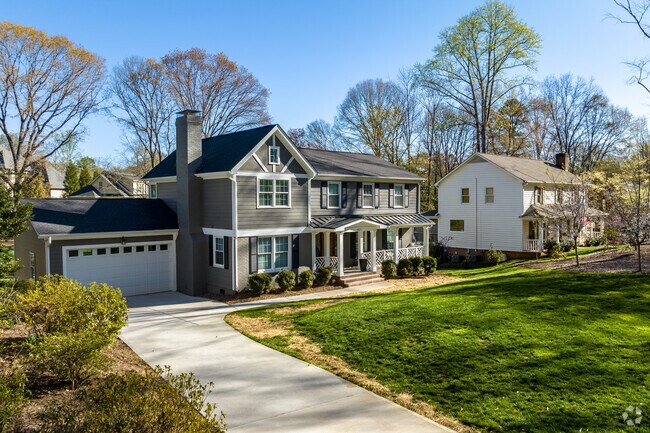 Large modern traditional-style homes are easy to find in the Olde Providence neighborhood.