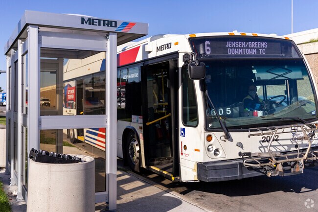 Various bus stops are located throughout the area in Mount Houston.