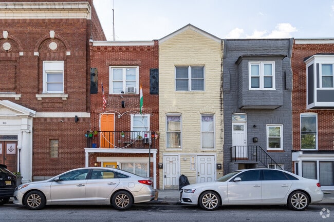 Sturdy brick façades define Highlandtown’s classic Baltimore streets.