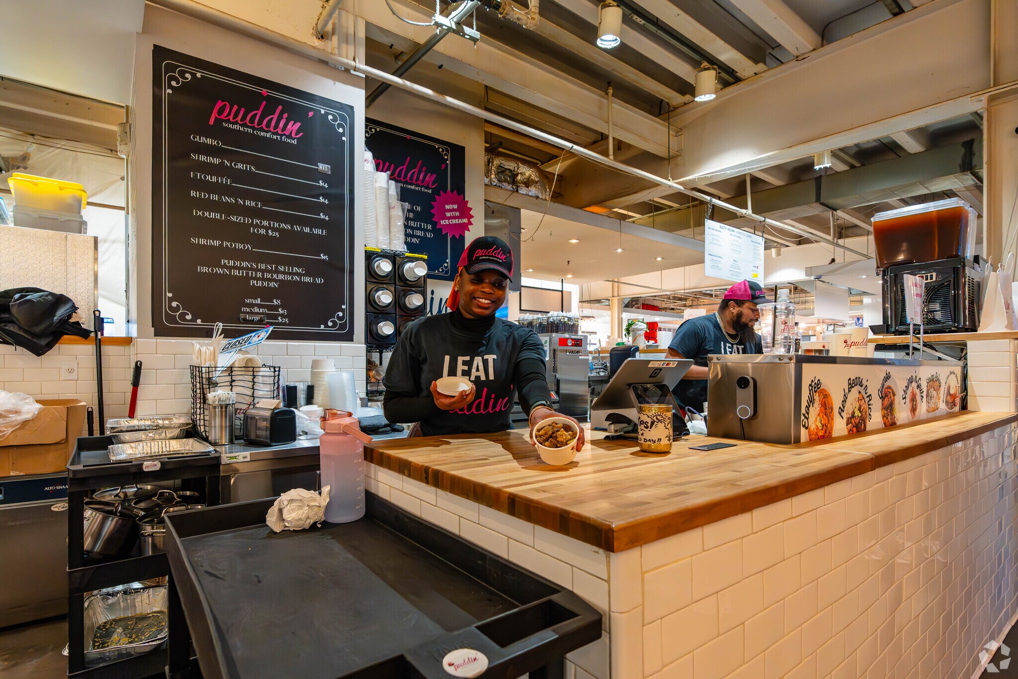 Receive your bread pudding with a smile at the popular Puddin located in Union Market
