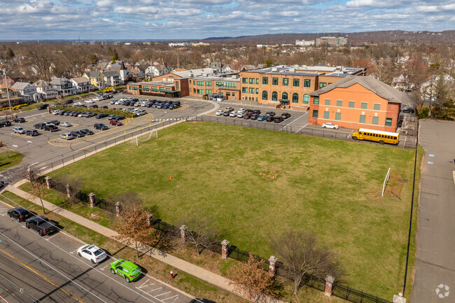 Somerville Middle School's field and parking lot.