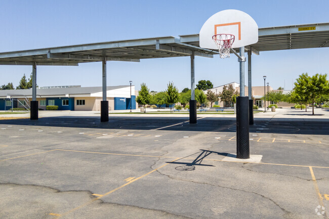 Students can play basketball at Boris Elementary School in Fresno.