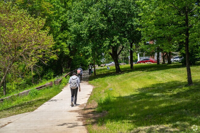 Cobbs Creek Park borders Yeadon, providing miles of trails and multiple swimming holes.