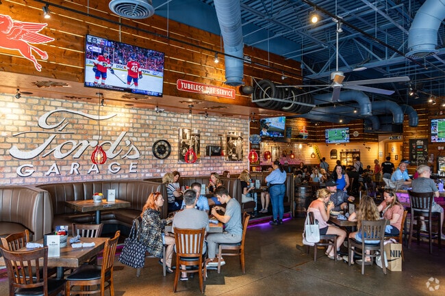 Ford's Garage is known for its selection of delicious burgers near Stoneybrook.