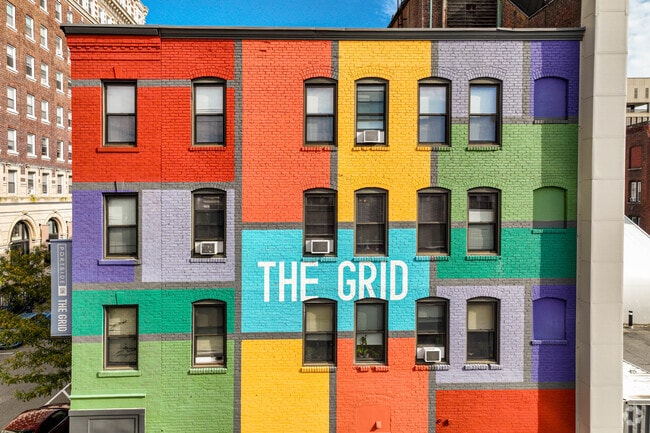 The Grid is a colorful place to live in Downtown Worcester.