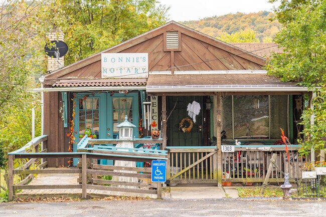 Small businesses line Midland Beaver Road in Industry.