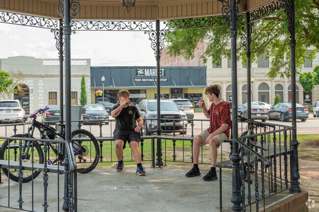 The town square in Troy, Alabama, is a place where locals gather to enjoy each other's company.