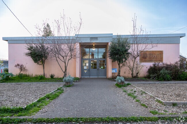 Village School K-4 building entrance in the Kenton Neighborhood.