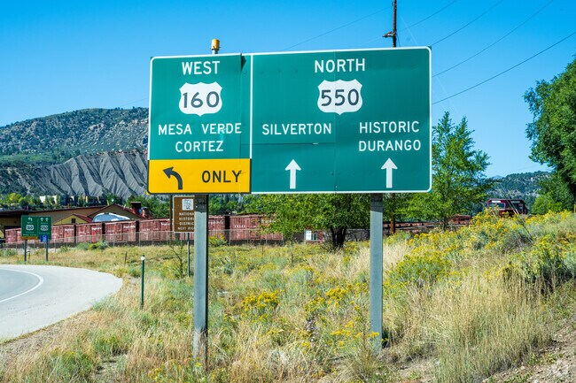 Route 160 provides access to Downtown Durango in 9 miles, typically about 15 minutes away.