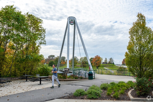 The iconic Downtown Plainfield pedestrian suspension bridge.