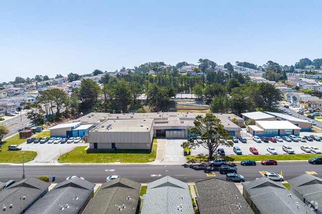 Junipero Serra Elementary sits amidst a dense residential area in Serramonte.