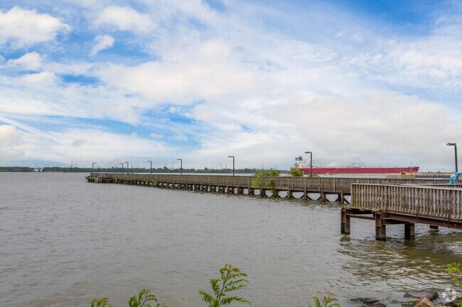 Watch the ships go by from the dock in Market Square Memorial Park, south of Trainer.