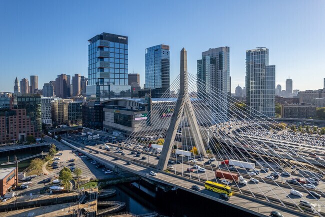 The Zakim Bridge leads into Boston.