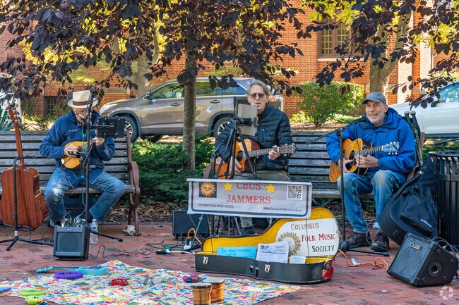 The Village Green hosts frequent local events, with Worthington residents playing music in summer.