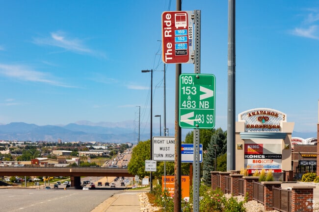 Hop on The Ride buses to get around The Farm-Arapahoe.