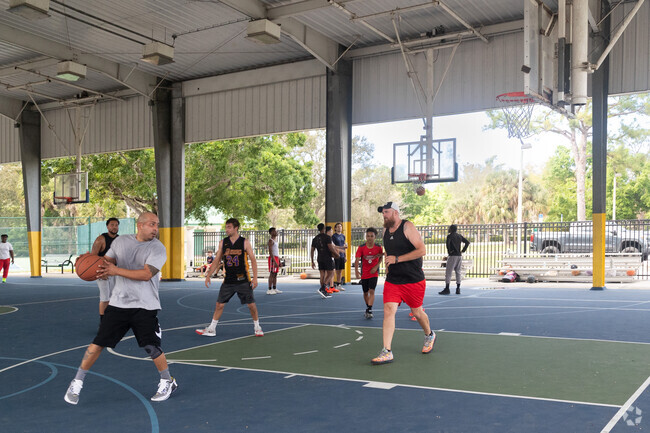 Schandler Park in Campbell Acres has covered basketball courts to get out of the sun and rain.