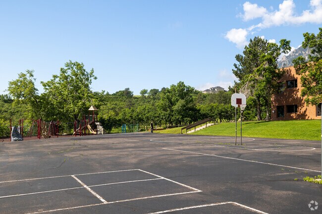 Cheyenne Mountain Elementary School students can play a competitive game of basketball.