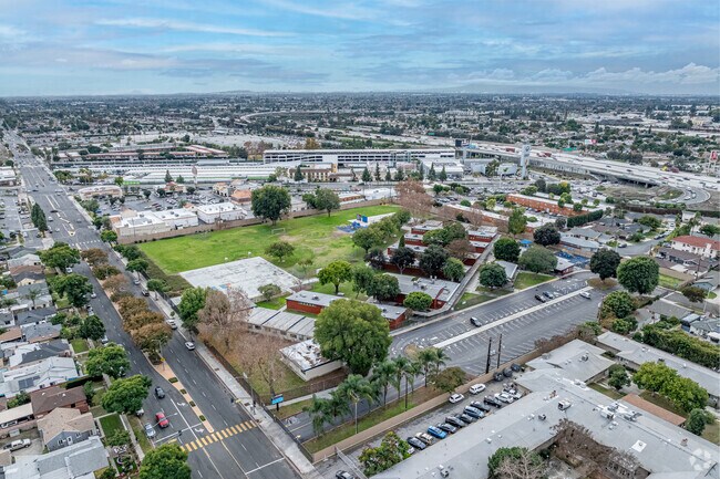 An aerial view of Studebaker Elementary in Norwalk