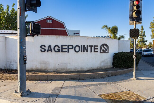 A large sign welcomes visitors to the Sagepointe neighborhood.