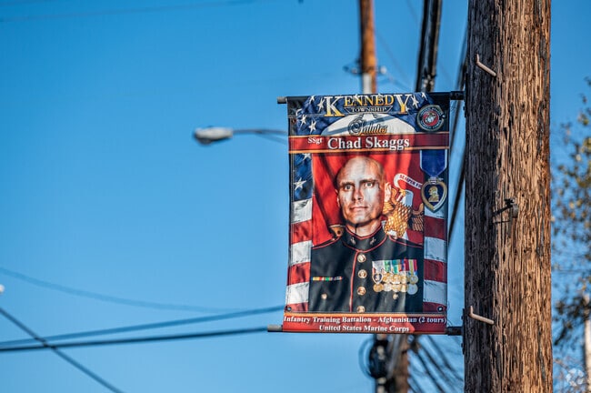 Kennedy Township honors veterans with flags along its main street.