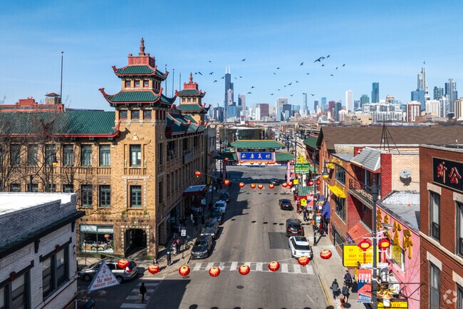Chinatown is known for its Chinese styled architecture which gives it a unique character.