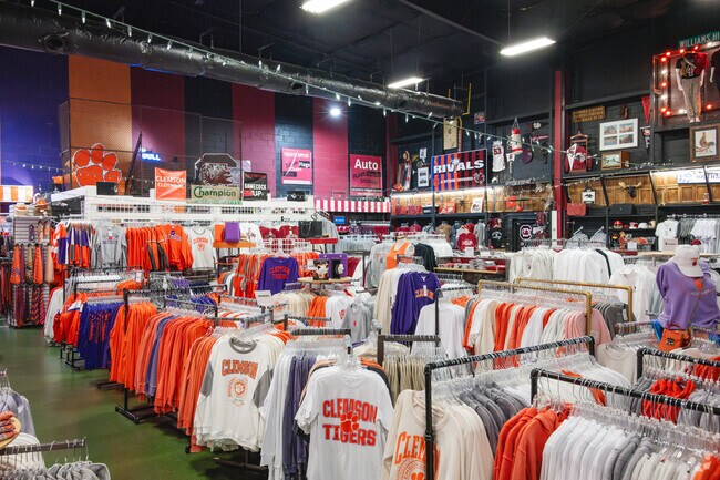 Clemson and Gamecock merchandise can be purchased throughout the Green Acres neighborhood.
